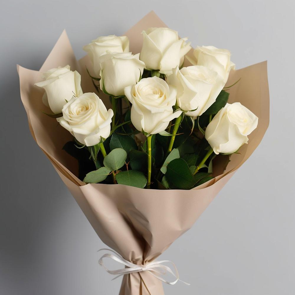 Букет 9 Белых роз Эдлесс Лав в Лысково