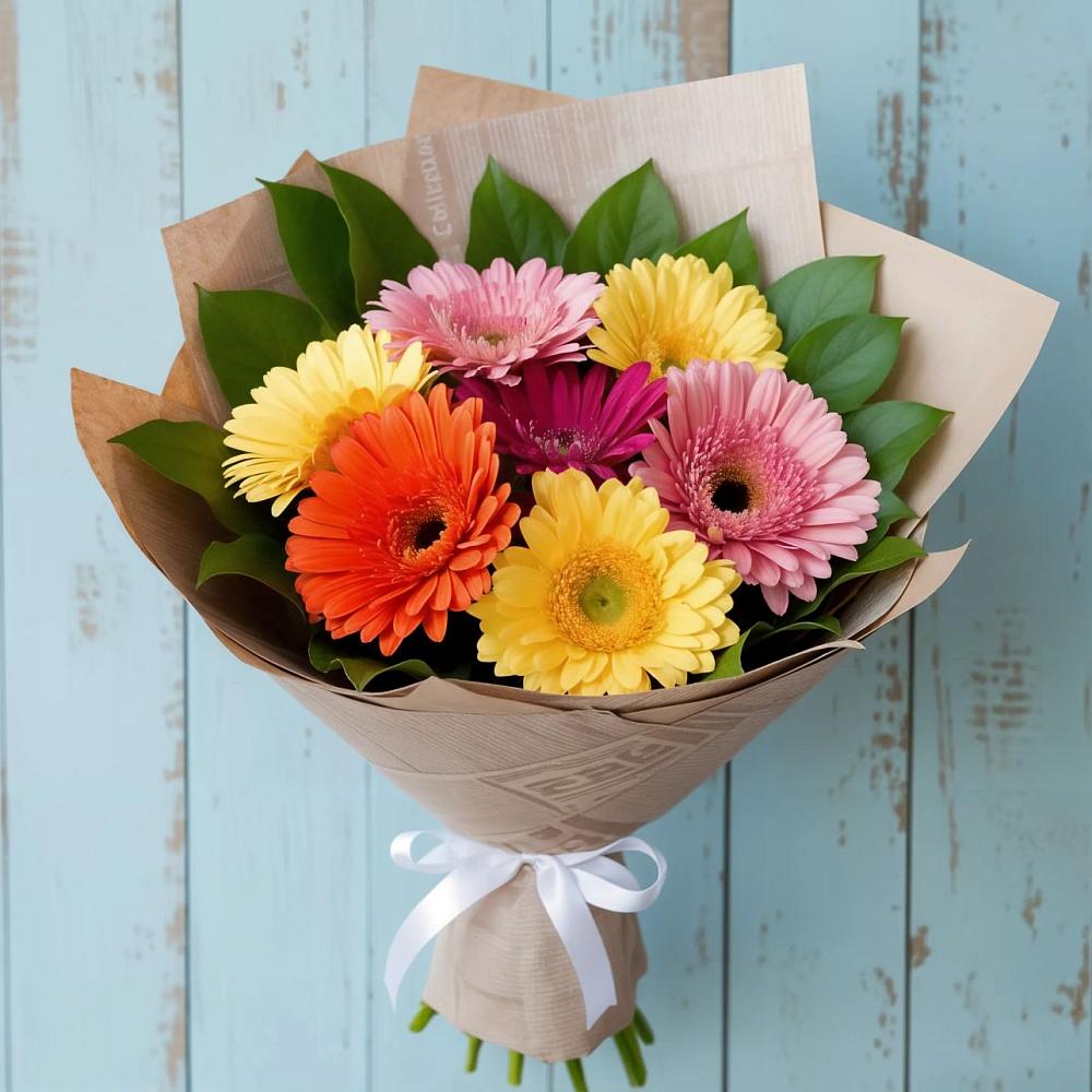 Букет яркий день в Лысково Букет цветов из: Герберы в Лысково