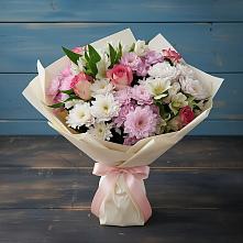 Букет цветов из:  Хризантемы, Альстромерии и Розы в Лысково